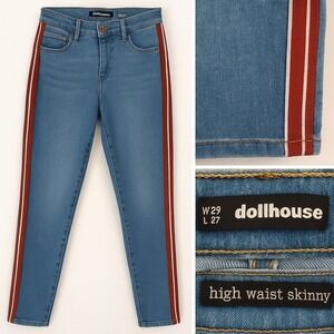 Dollhouse‎ High Waist Skinny Jeans Women's W29 L27 Side Stripe Retro Streetwear